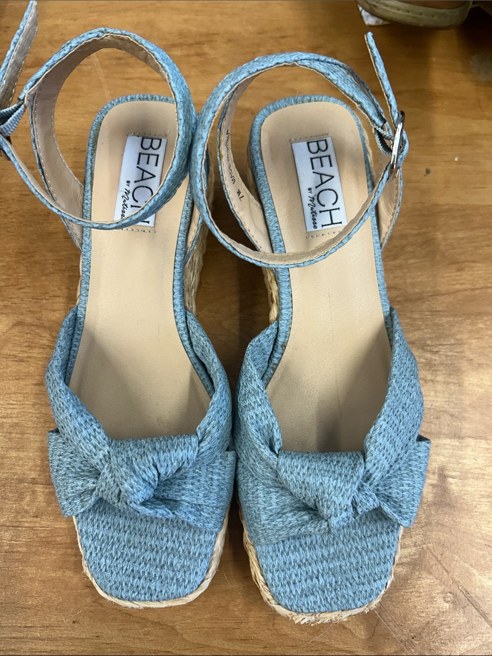 Beach Matisse Light Blue Woven Espadrille Wedge Sandals